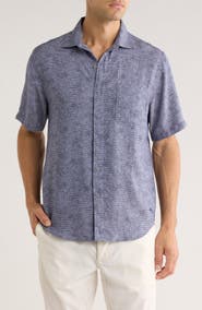Tommy Bahama Etched Hibiscus Short Sleeve Button-Up Shirt