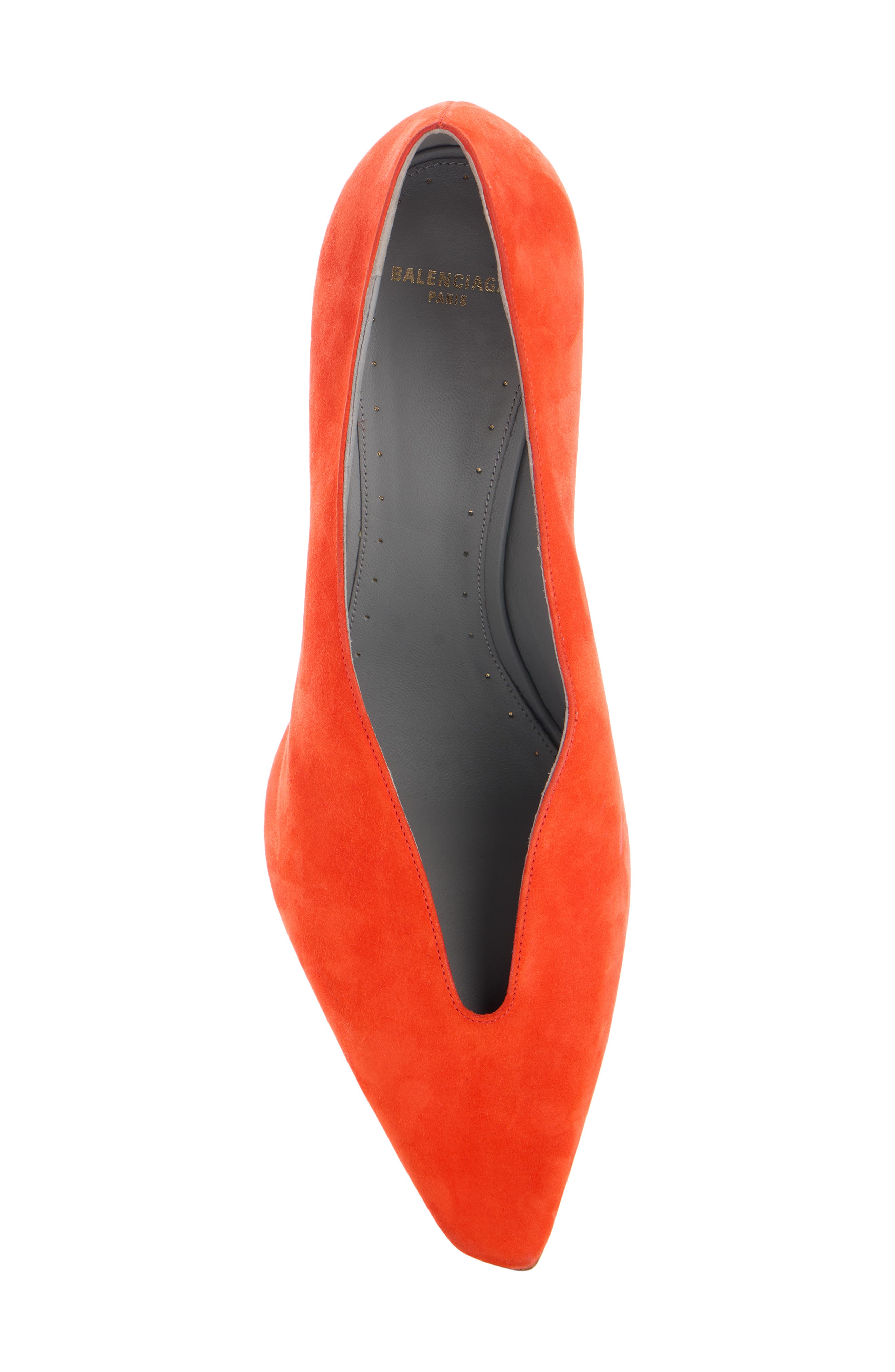 Balenciaga Duchesse Asymmetric Pointed Toe Pump, Alternate, color, Tangerine
