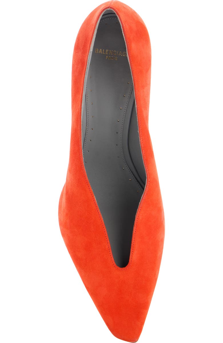 Balenciaga Duchesse Asymmetric Pointed Toe Pump, Alternate, color, Tangerine