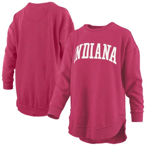 Women's Pressbox  Crimson Indiana Hoosiers Melange Poncho Vintage Fleece Long Sleeve Pullover Sweatshirt