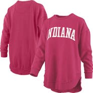 PRESSBOX Women's Pressbox  Crimson Indiana Hoosiers Melange Poncho Vintage Fleece Long Sleeve Pullover Sweatshirt