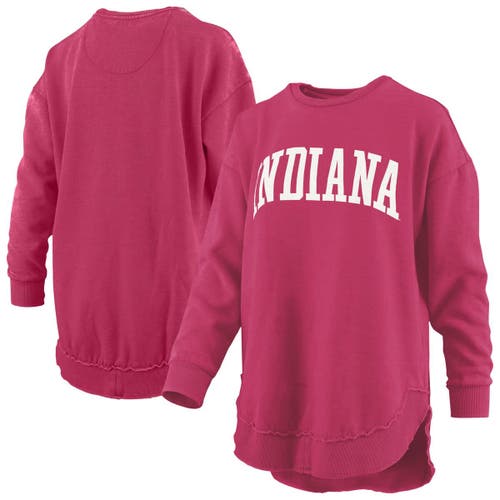 Pressbox Crimson Indiana Hoosiers Melange Poncho Vintage Fleece Long Sleeve Pullover Sweatshirt