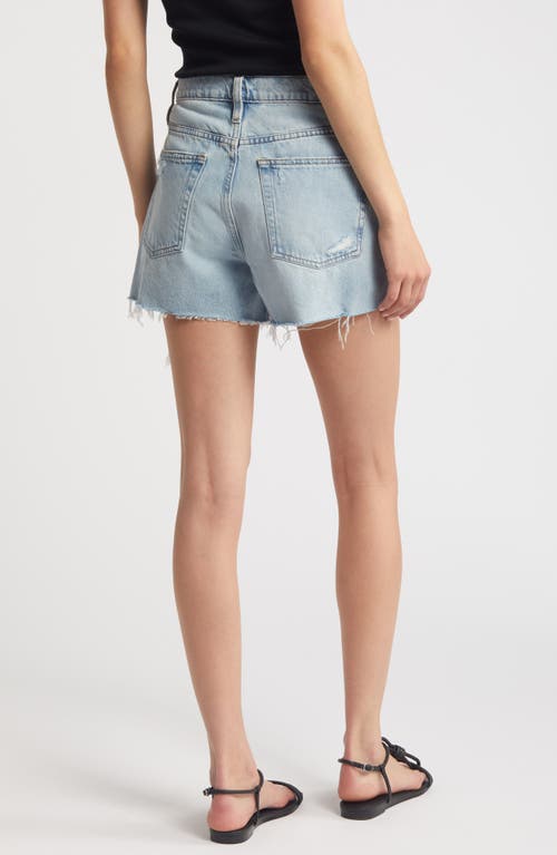 Frame The Vintage Relaxed Denim Shorts In Fizz Indigo Destructed