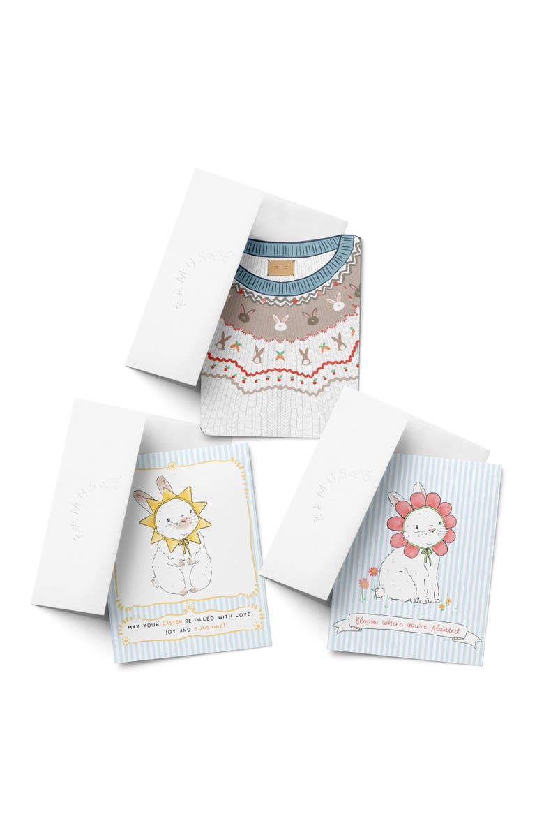 Ramus & Co Easter/Spring Assorted Greeting Card Pack (3ct) "Easter Sweater, Sunny Bunny, Flower Bunny", Main, color, Multi-Pack
