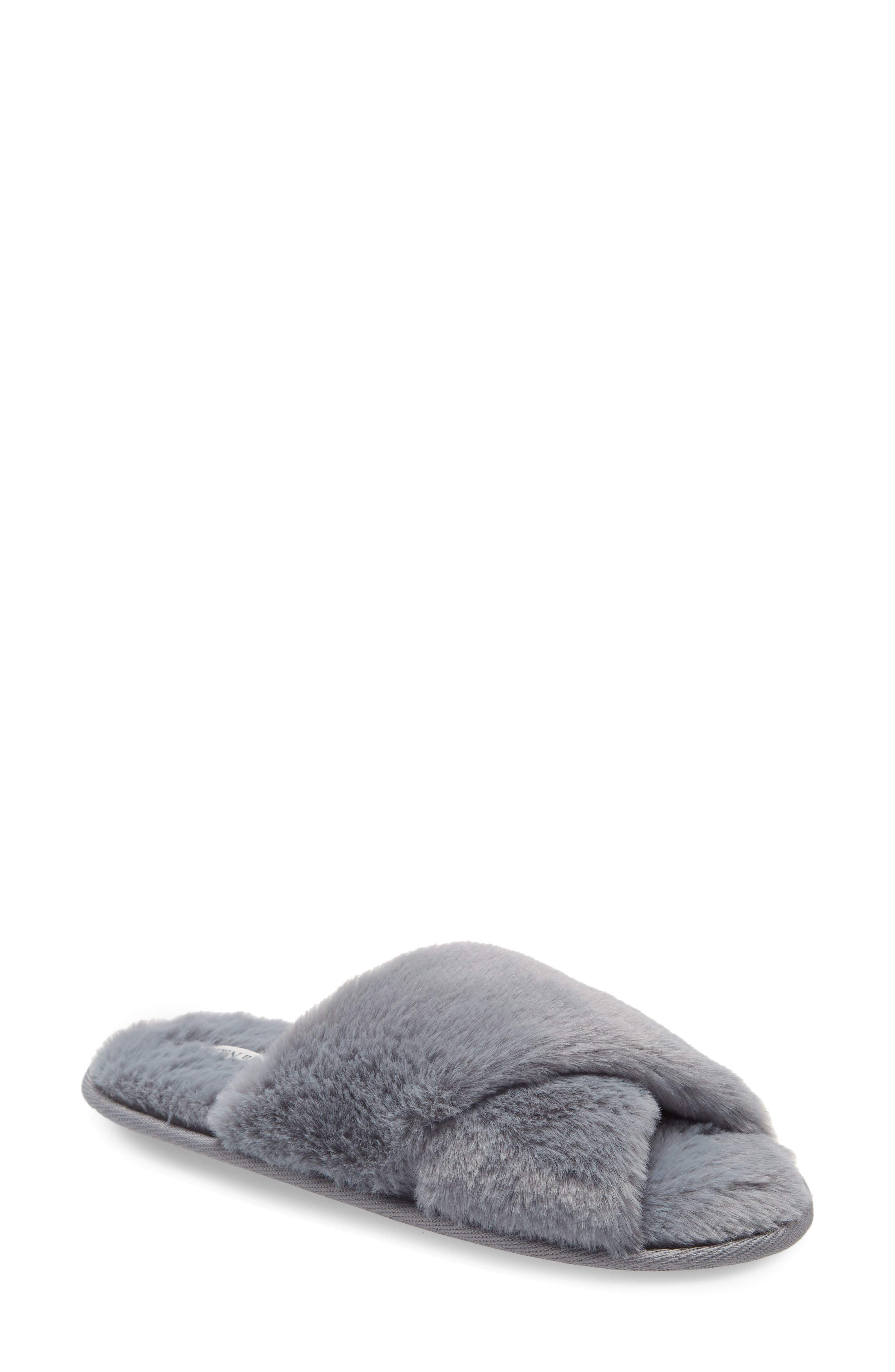 Victoria Faux Fur Slipper, Main, color, STORM