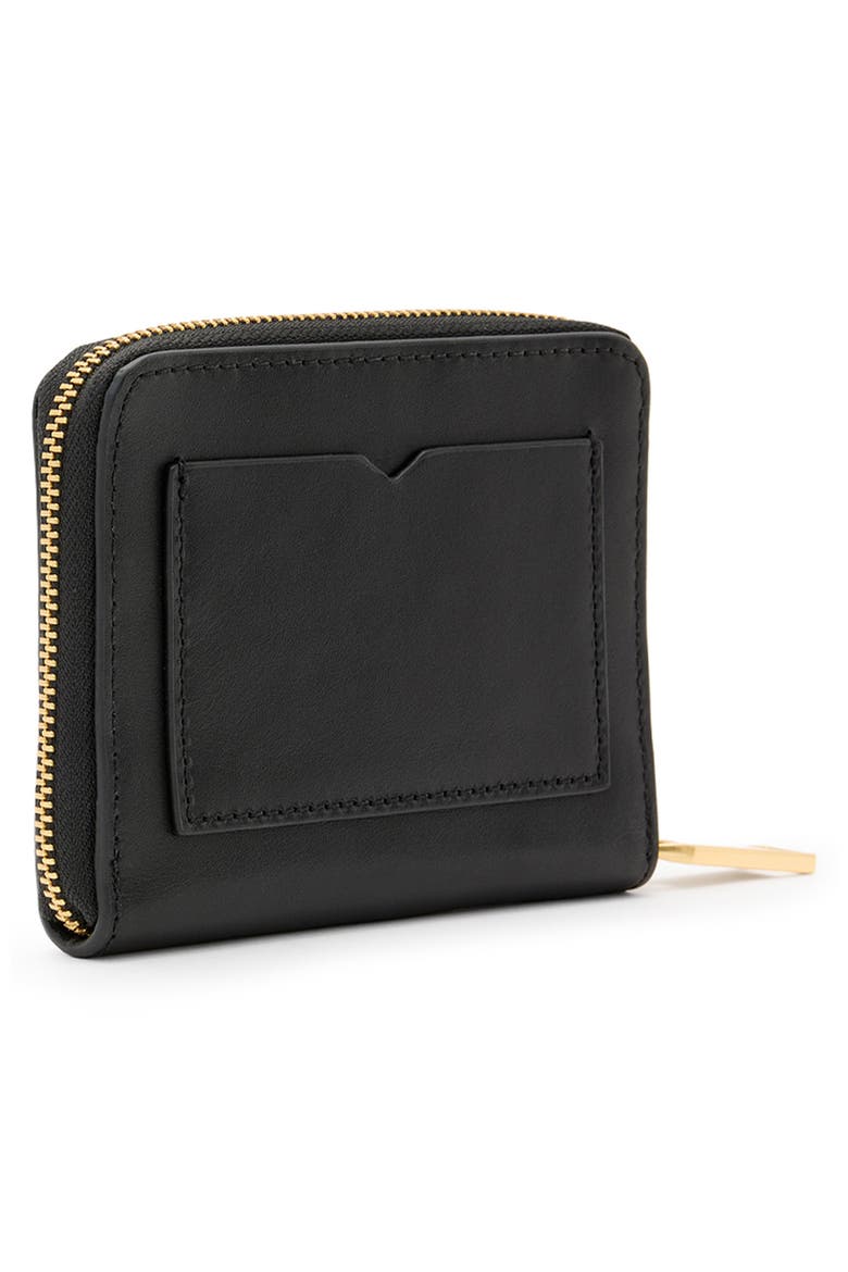 Lena Hex Leather Zip Wallet, Alternate, color, BLACK
