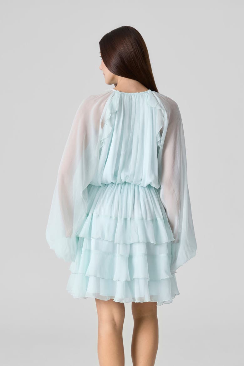 Silk Chiffon Tie Belt Short Dress, Alternate, color, Hint Of Mint