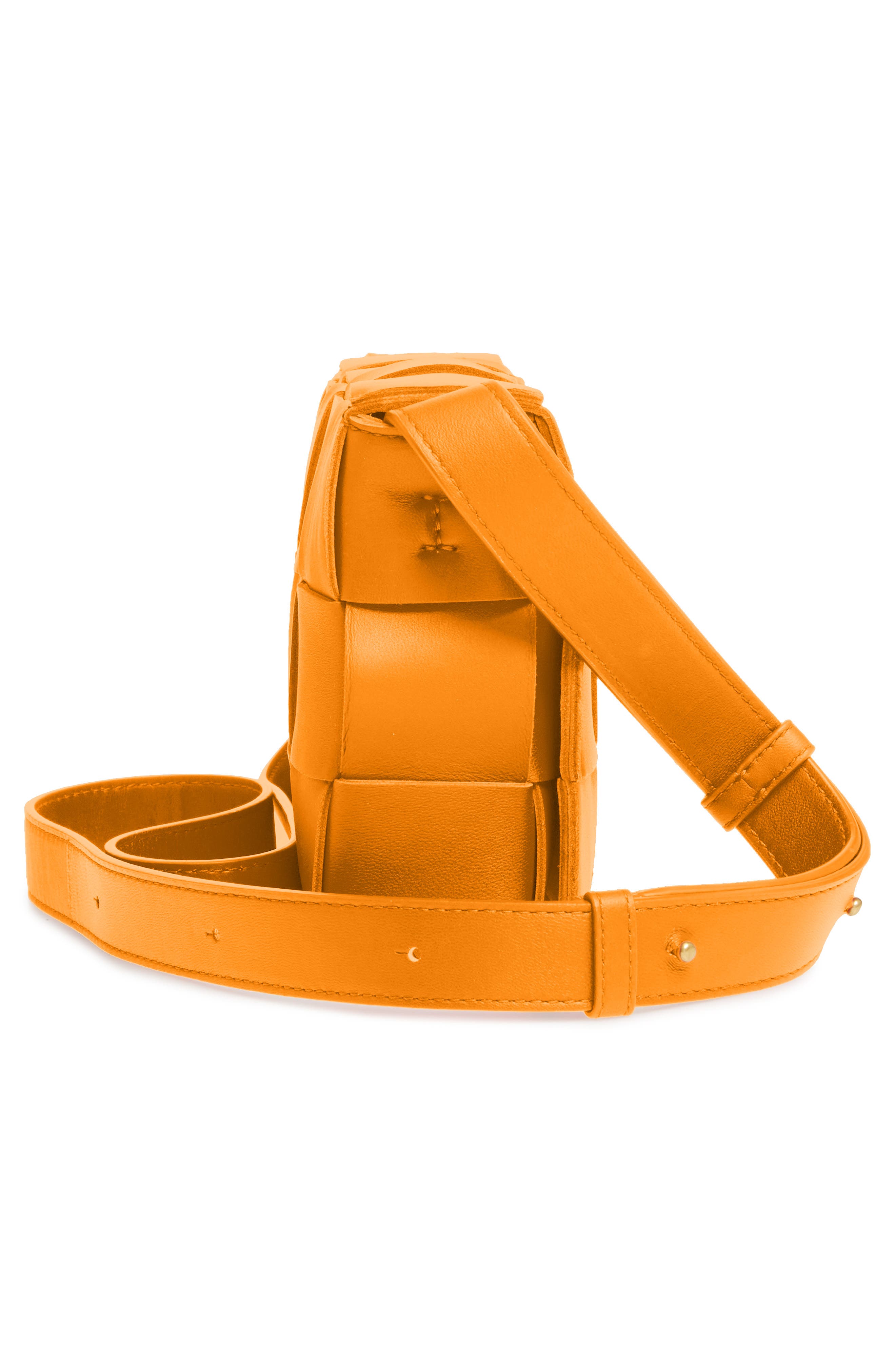 Intrecciato Leather Crossbody Bag, Alternate, color, TANGERINE-GOLD