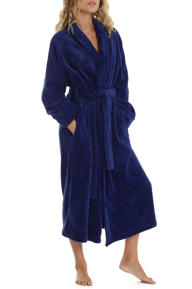 Plush Longline Robe, Alternate, color, NAVY