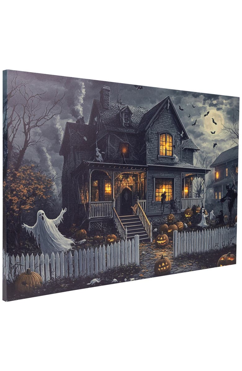 Northlight LED Lighted Haunted House Halloween Canvas Wall Art - 15.75 x 23.75", Alternate, color, Black