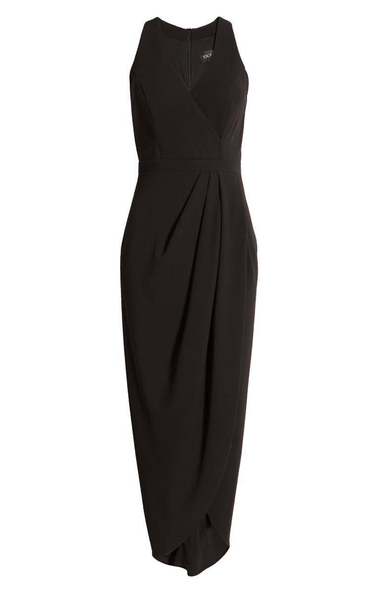 Xscape Evenings Xscape Tulip Hem Sleeveless Crepe Gown, Alternate, color,