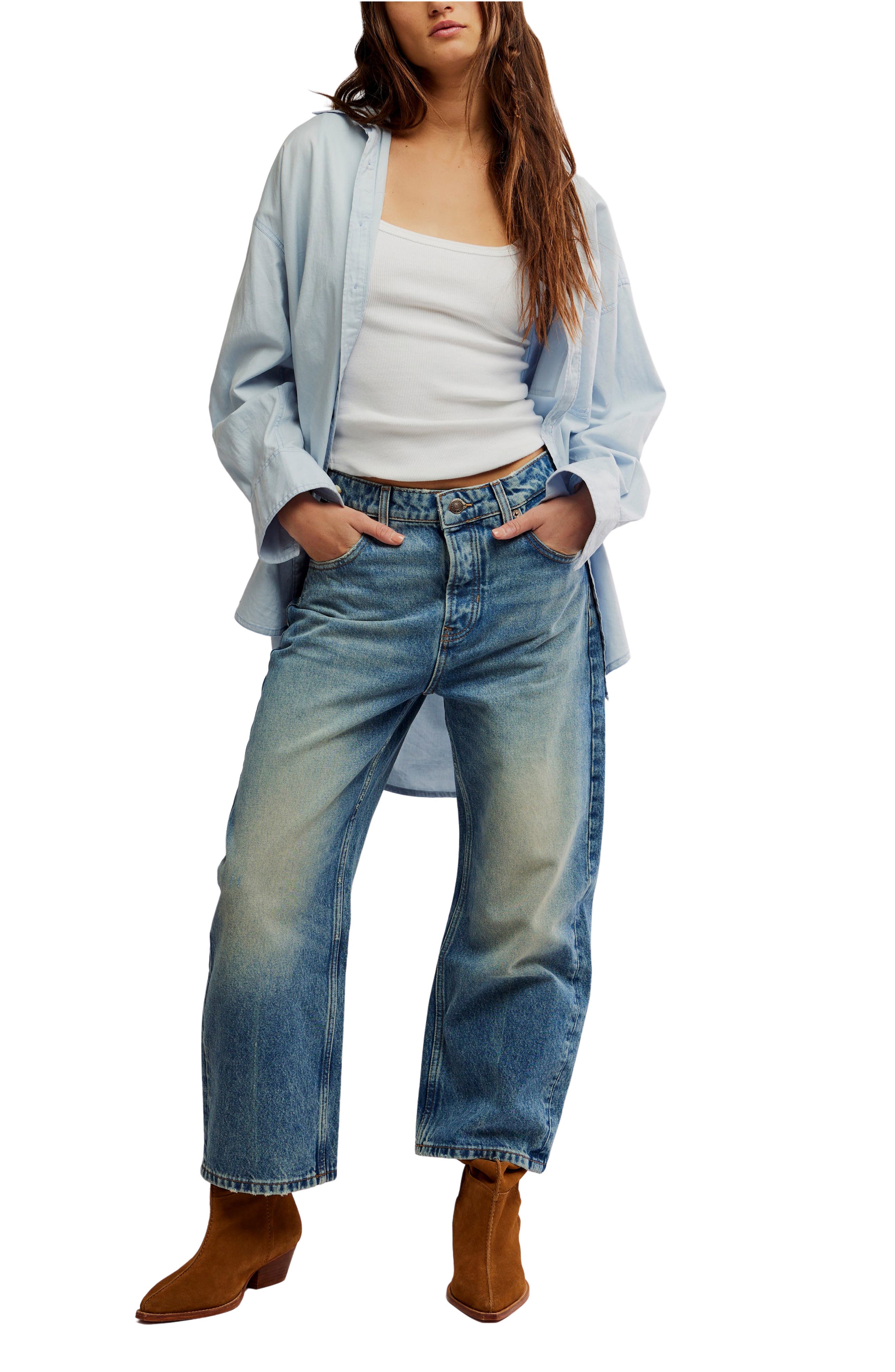 Женские Free People Deep Trance Low Rise Boyfriend Jeans — фото 6