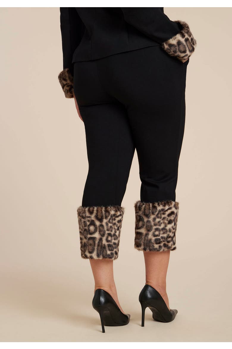 Leopard Faux Fur Trim Pant, Alternate, color, BLACK AND LEOPARD