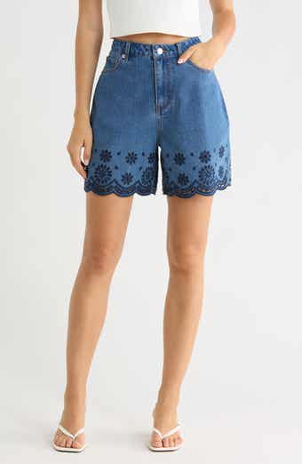 Vigoss Eyelet Trim Denim Shorts