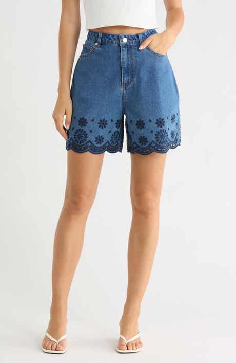 Vigoss Eyelet Trim Denim Shorts