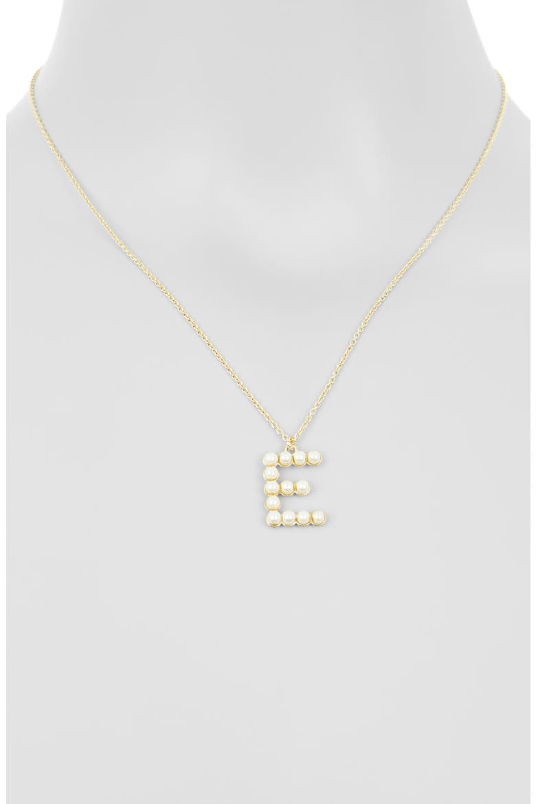 Imitation Pearl Initial Pendant Necklace, Alternate, color, YELLOW-E