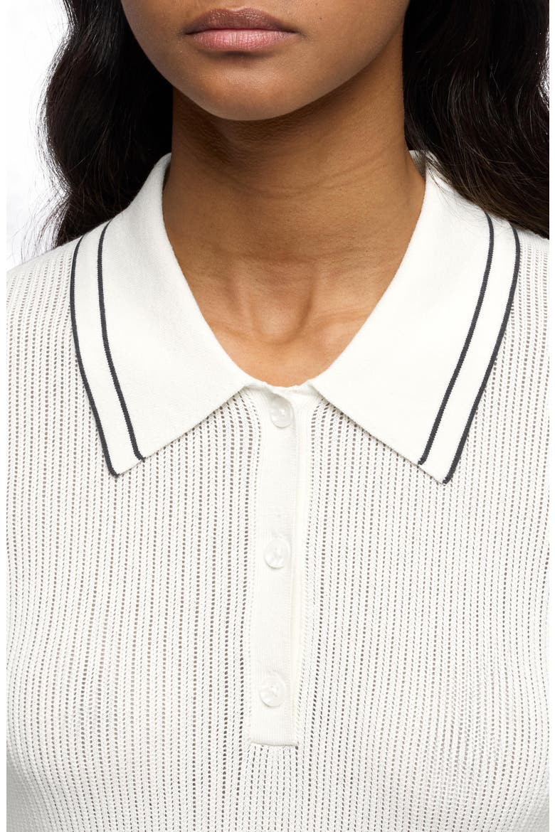 Piped Rib Polo Sweater, Alternate, color, WHITE