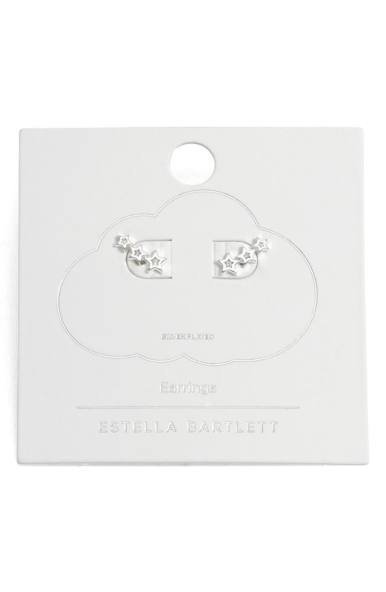 Estella Bartlett Cubic Zirconia Star Ear Crawlers, Alternate, color, Silver