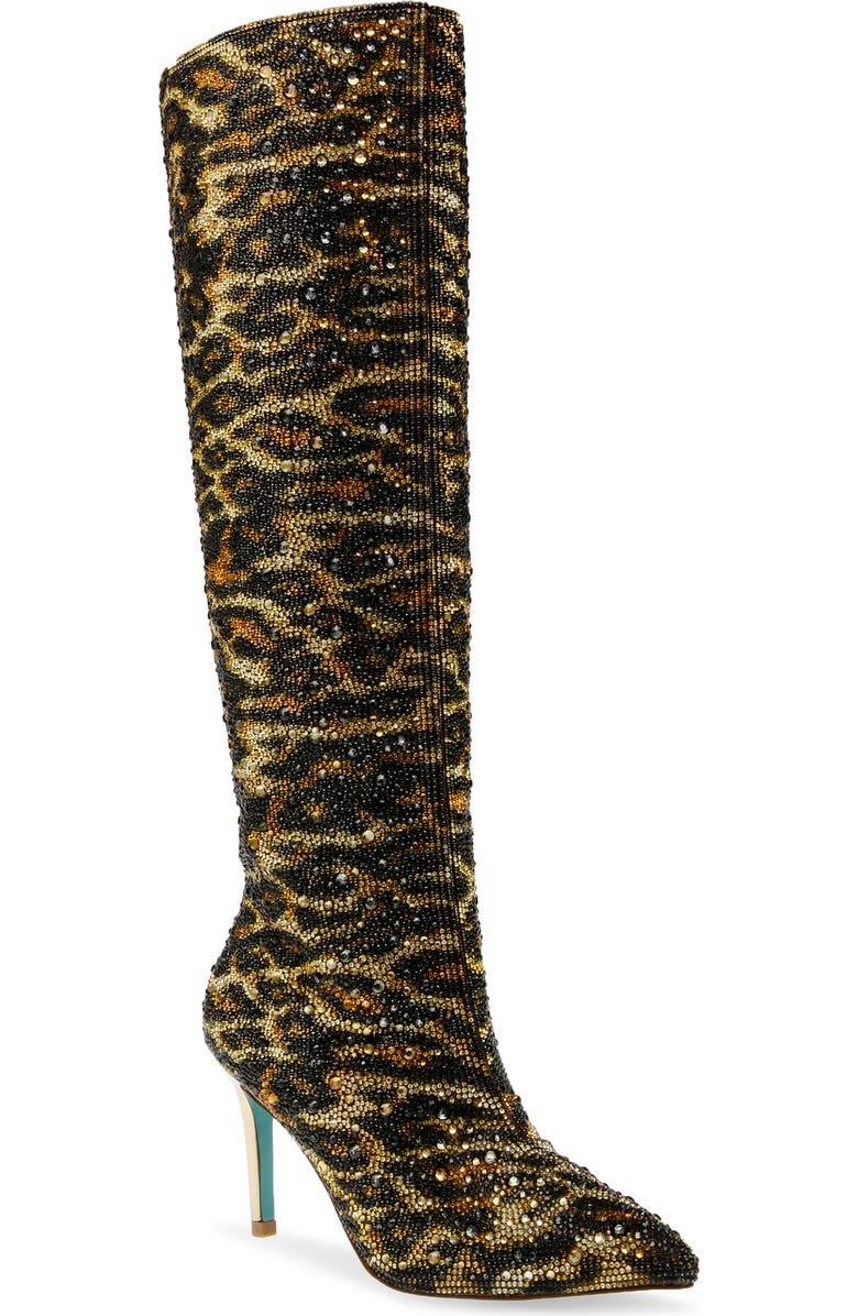 Betsey Johnson Brea Embellished Knee High Boot, Main, color,