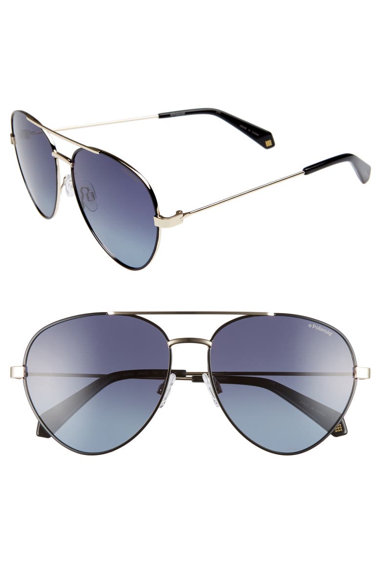 Polaroid 59mm Polarized Aviator Sunglasses, Main, color,