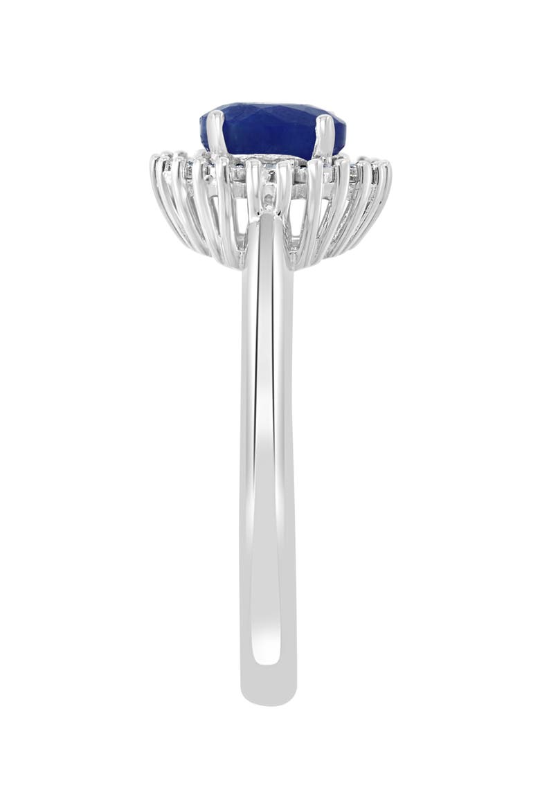Sterling Silver Sapphire & Diamond Halo Ring, Alternate, color, BLUE