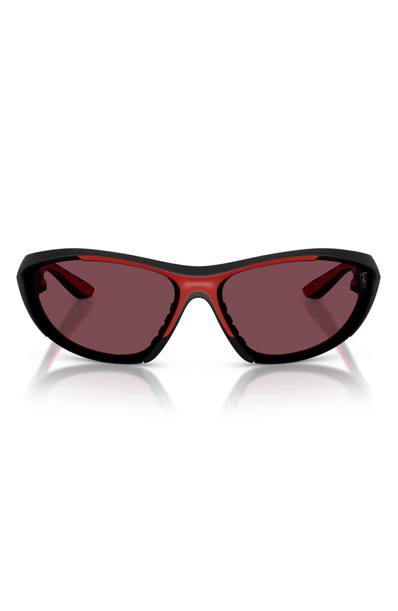Scuderia Ferrari 73mm Cat Eye Sunglasses, Main, color, Black Matte / Red Contrast Pro