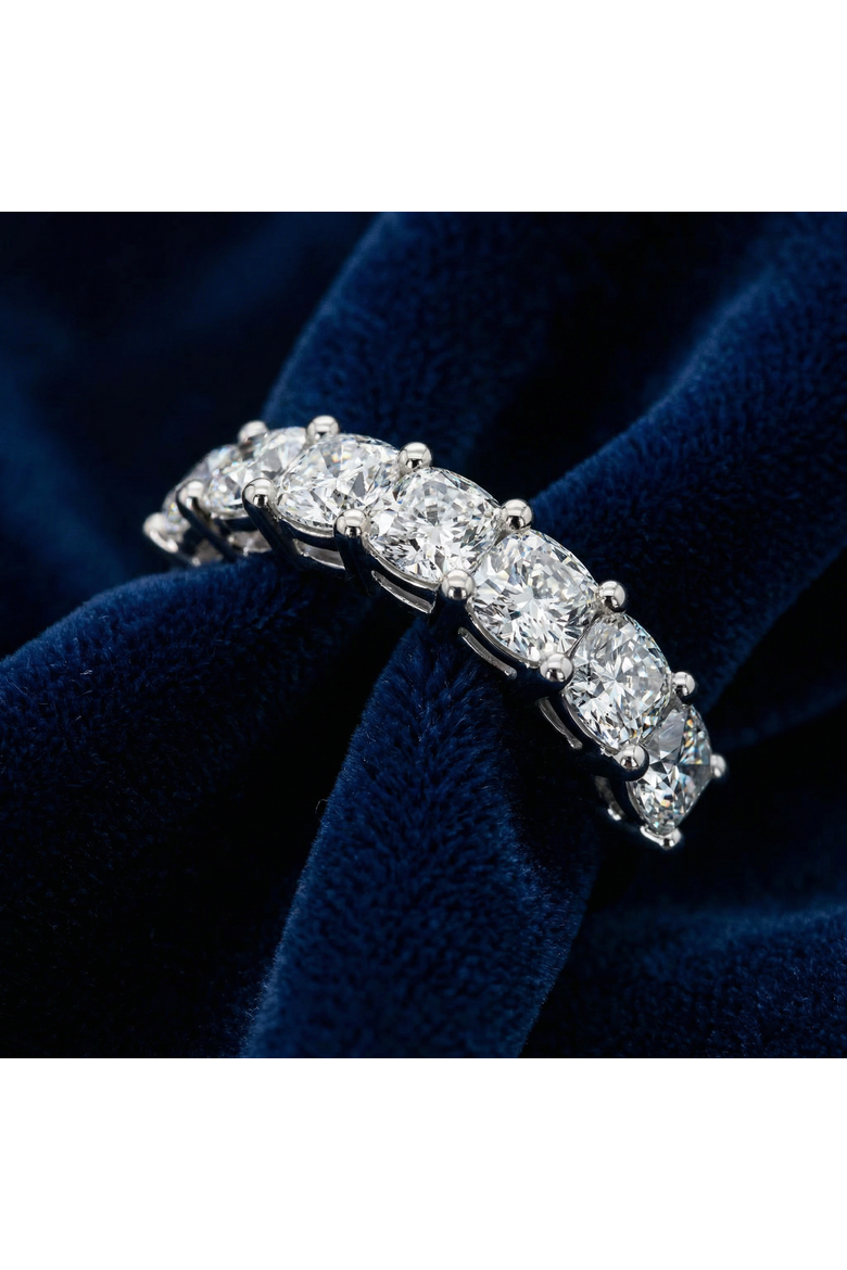 1 3/8Ct Cushion Cut Seven Stone Wedding Ring 14k Gold Lab Grown, Alternate, color, 14k White Gold