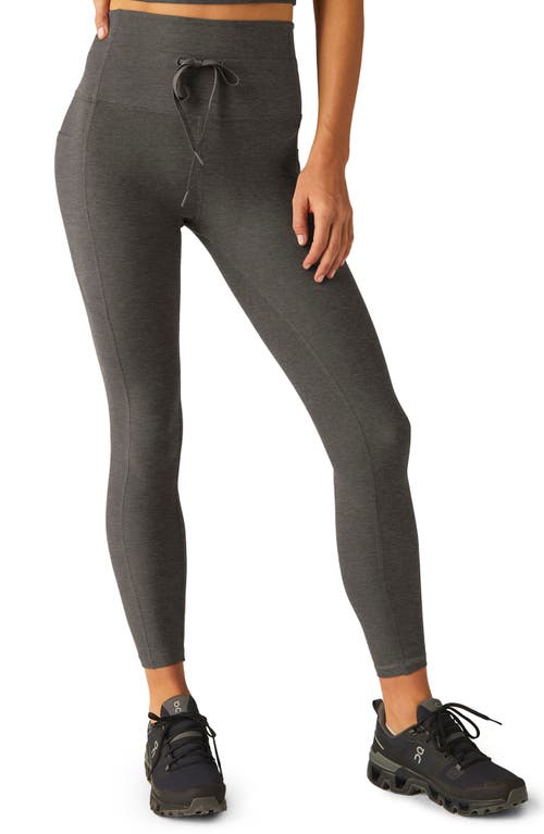 Beyond Yoga Space Dye Pocket Midi Leggings In True Gray Heather