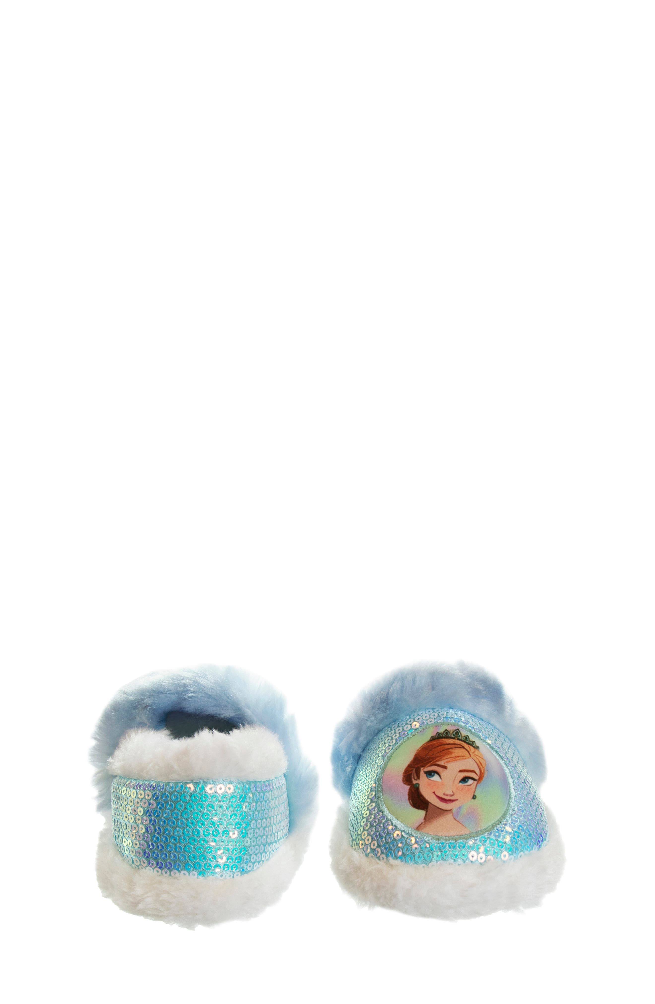 x Disney® Kids' Frozen Faux Fur Slipper, Alternate, color, BLUE/WHITE