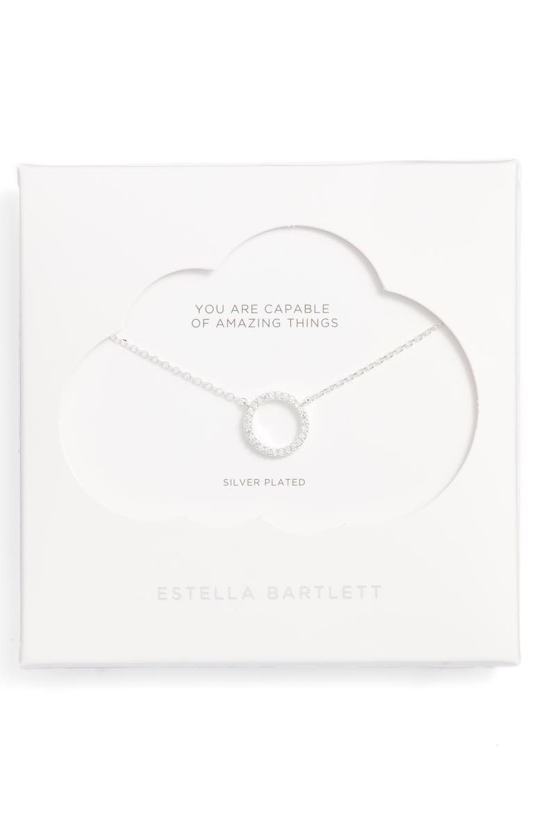 Estella Bartlett Pavé Circle Pendant Necklace, Alternate, color, Silver