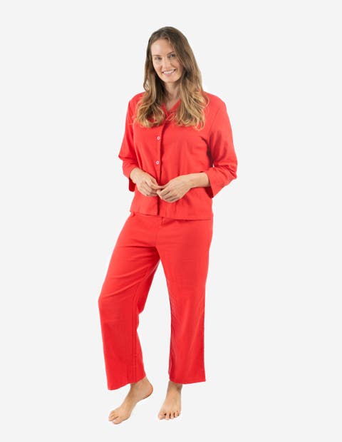 Women's 2-pc. Cotton Flannel Button-Front Holiday Pajama Set