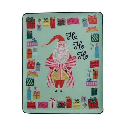 Festive Enameled Iron Tray with Santa Art