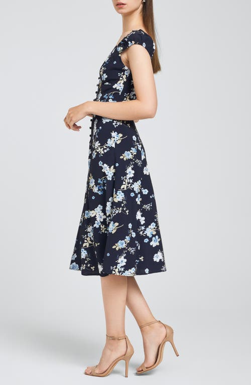 Wayf Laure Floral Fit & Flare Dress In Navy Floral