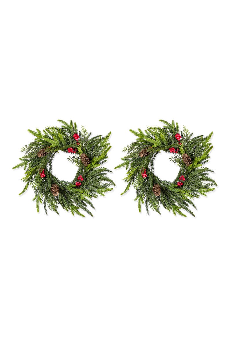 Set of 2 14"D Christmas Mini Dripping Wreath, Main, color, Green