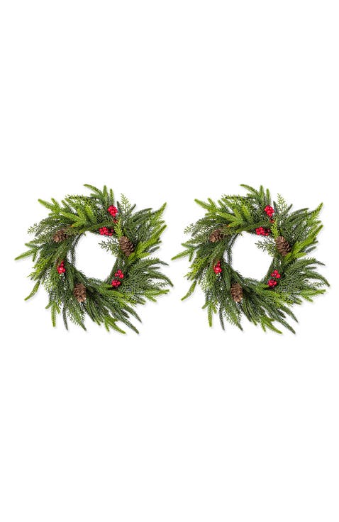 Set of 2 14"D Christmas Mini Dripping Wreath