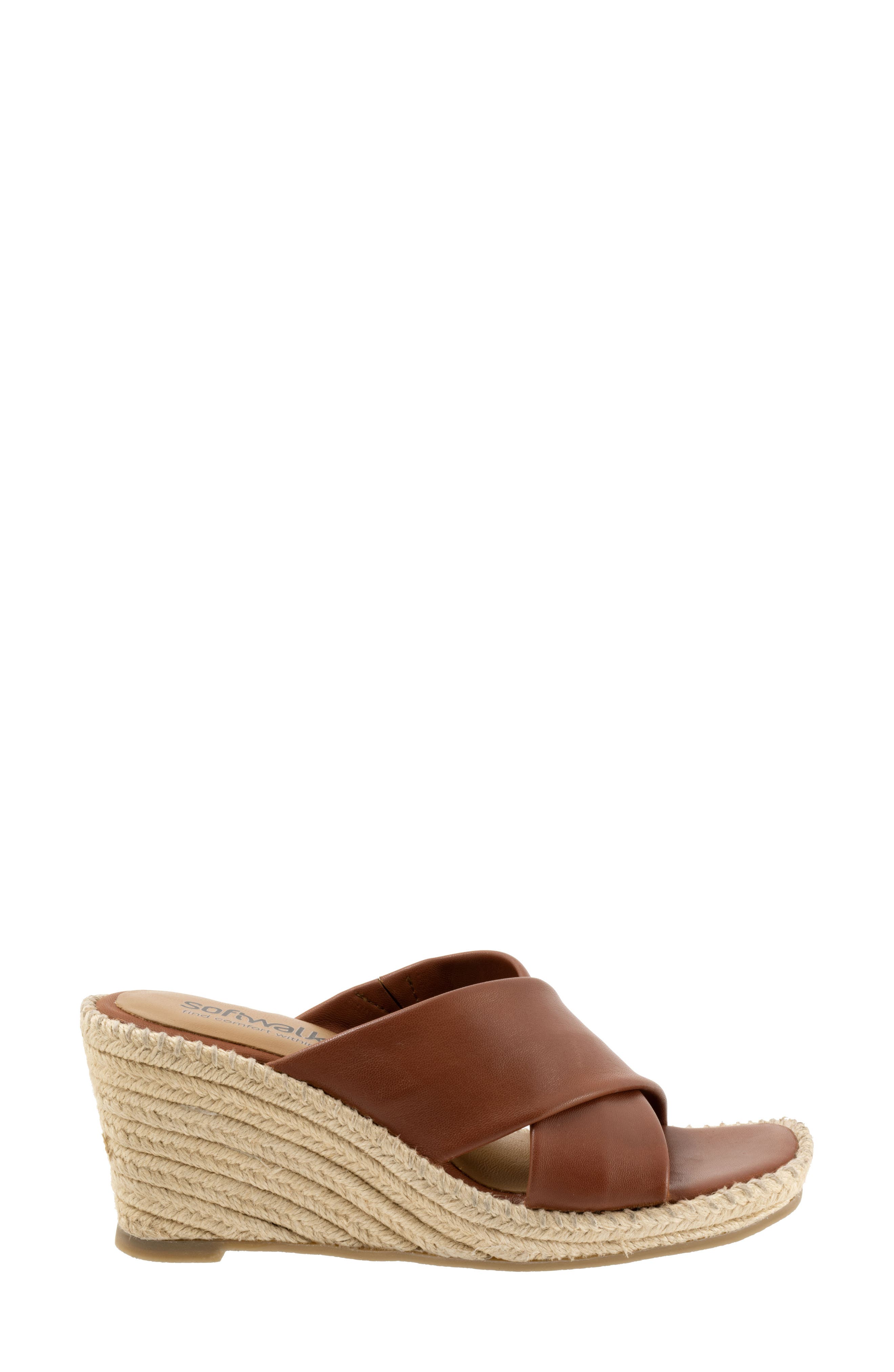 SoftWalk<sup>®</sup> Hastings Espadrille Platform Wedge Slide Sandal, Alternate, color, Cognac