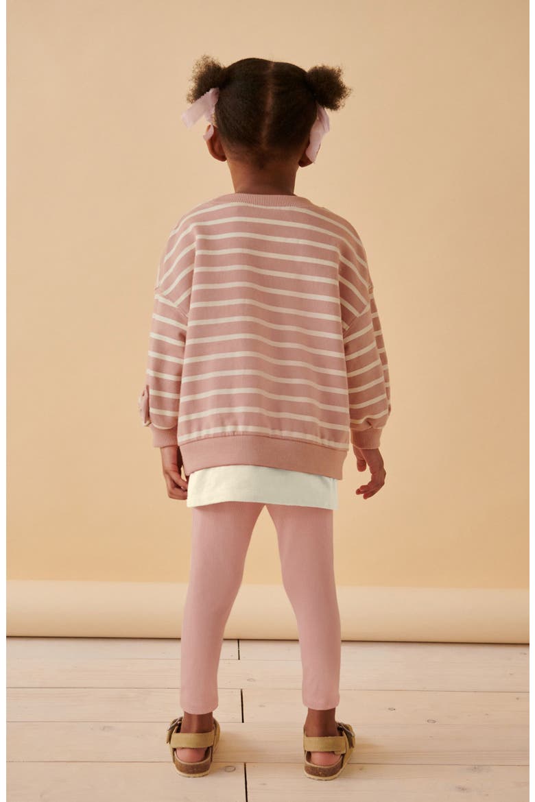 Kids' Stripe Bow Accent Cotton Sweatshirt & Leggings Set, Alternate, color, PINK