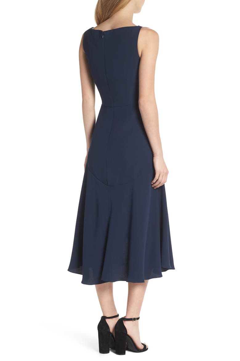 Juliet Cowl Neck Crepe Dress, Alternate, color, NAVY NIGHT