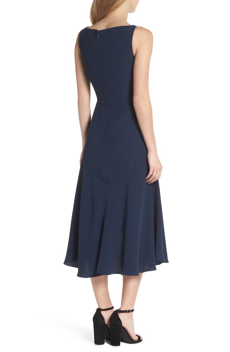 Gal Meets Glam Collection Juliet Cowl Neck Crepe Dress, Alternate, color, 