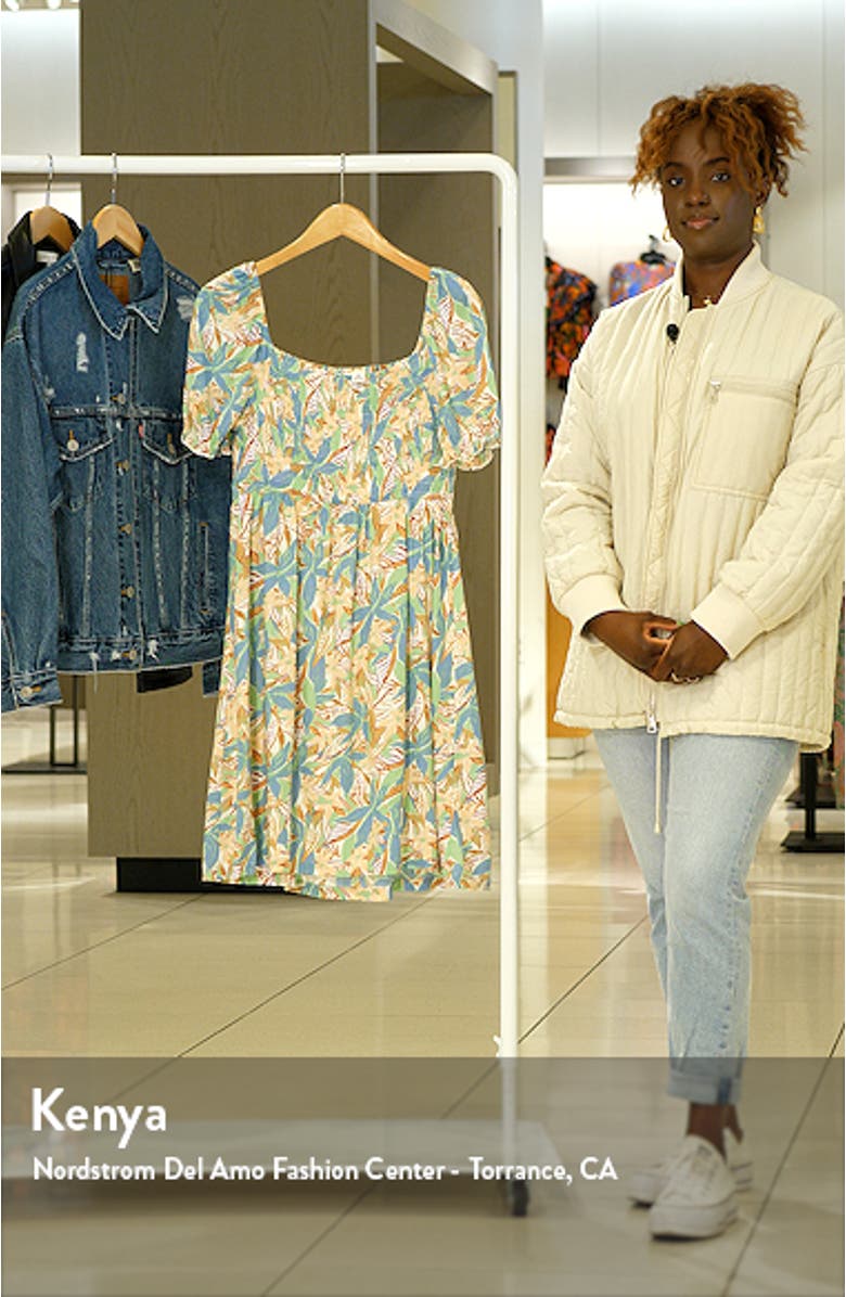 Hello Petal Floral Print Smocked Minidress, sales video thumbnail