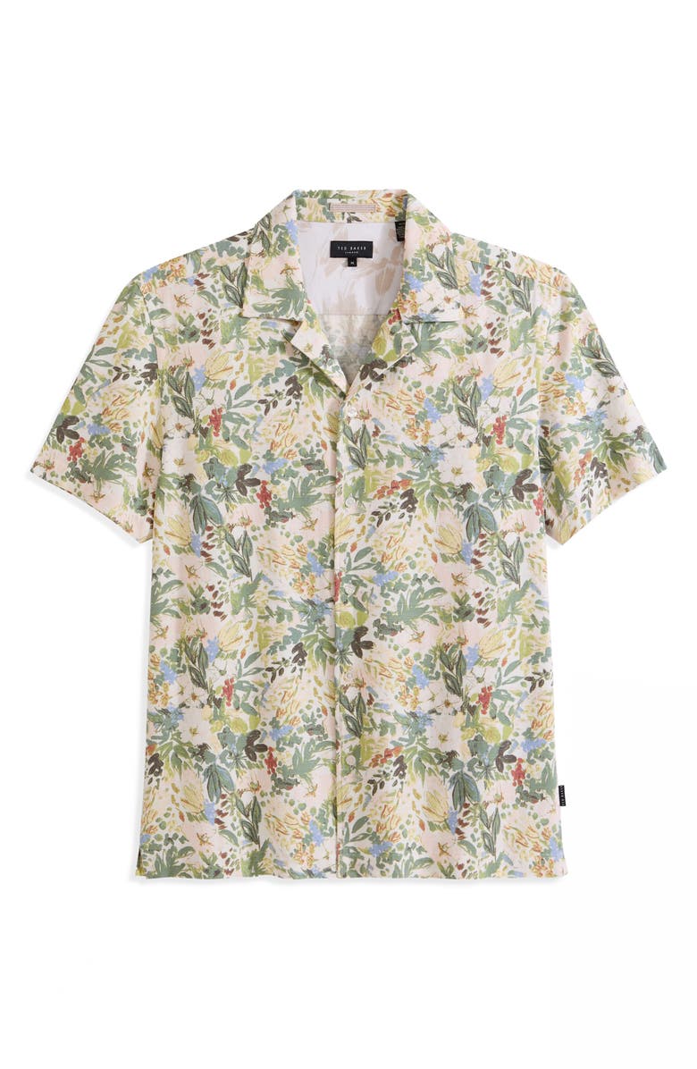 Ted Baker Floral Short Sleeve Button-Up Shirt, Alternate, color, 