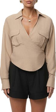 JLUXLABEL Drift Collared Cargo Long Sleeve Top