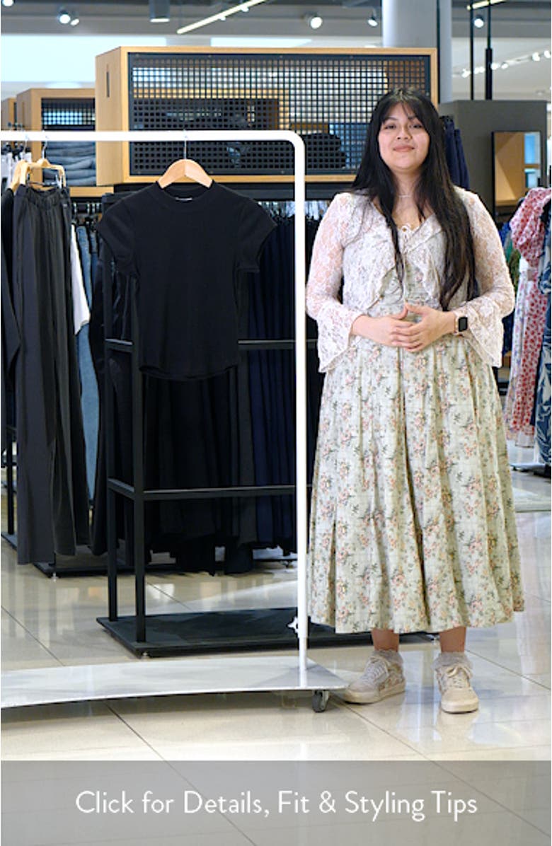 Fitted Curved Hem Stretch Cotton Rib T-Shirt, sales video thumbnail