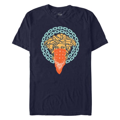 Crooks & Castles Medusa Blue Chains Graphic T-shirt In Navy Blue