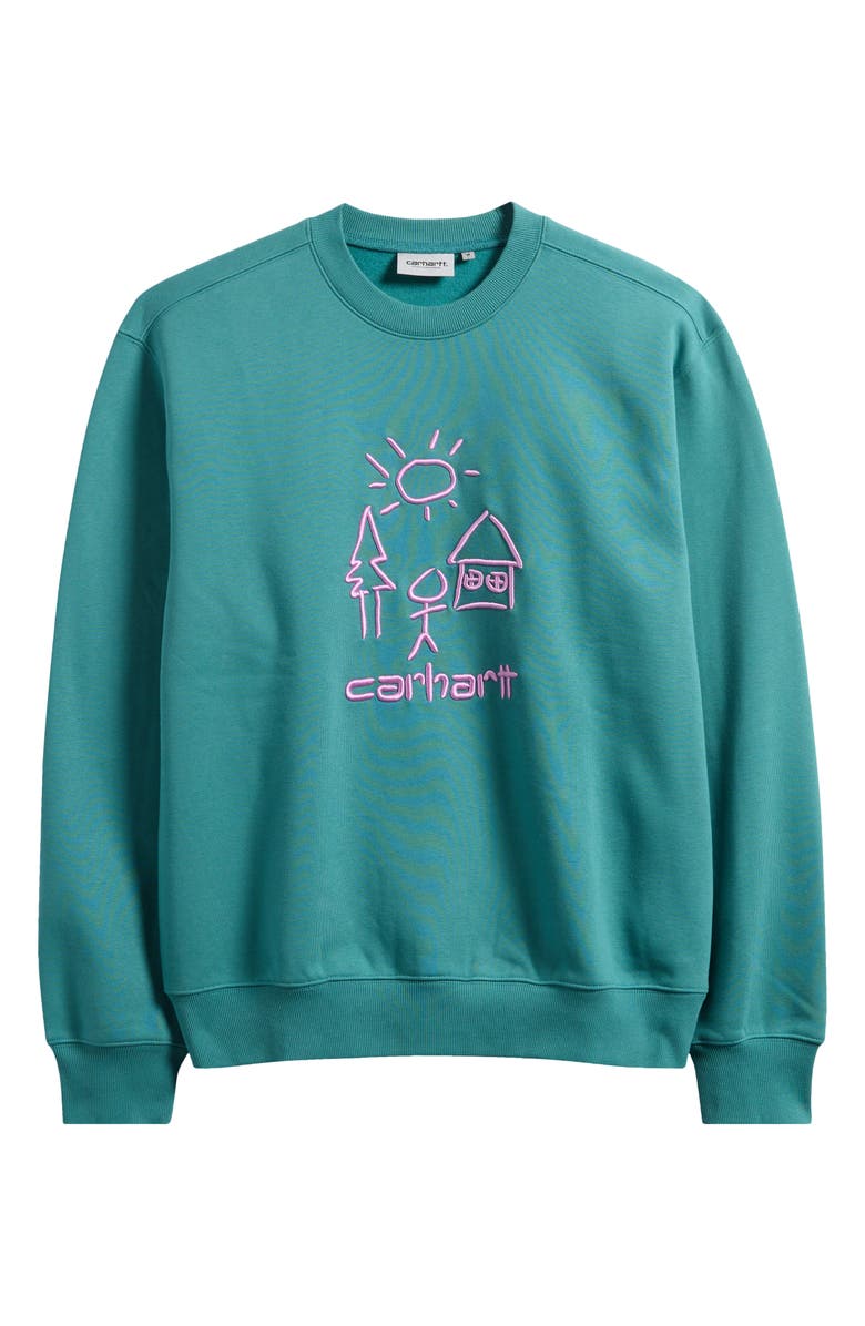 Carhartt Work In Progress Masterpiece Embroidered Sweatshirt, Alternate, color, Saguaro / Pink
