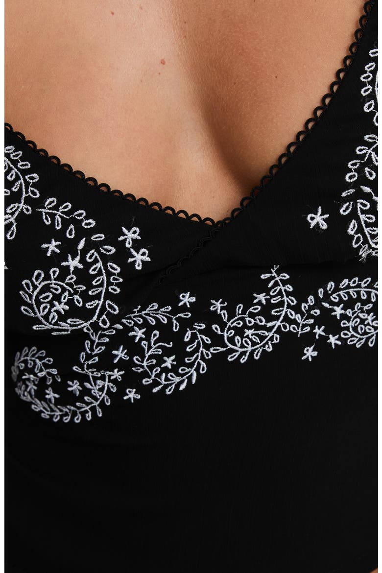 Pappilion Embroidered Open Back Camisole, Alternate, color, BLACK