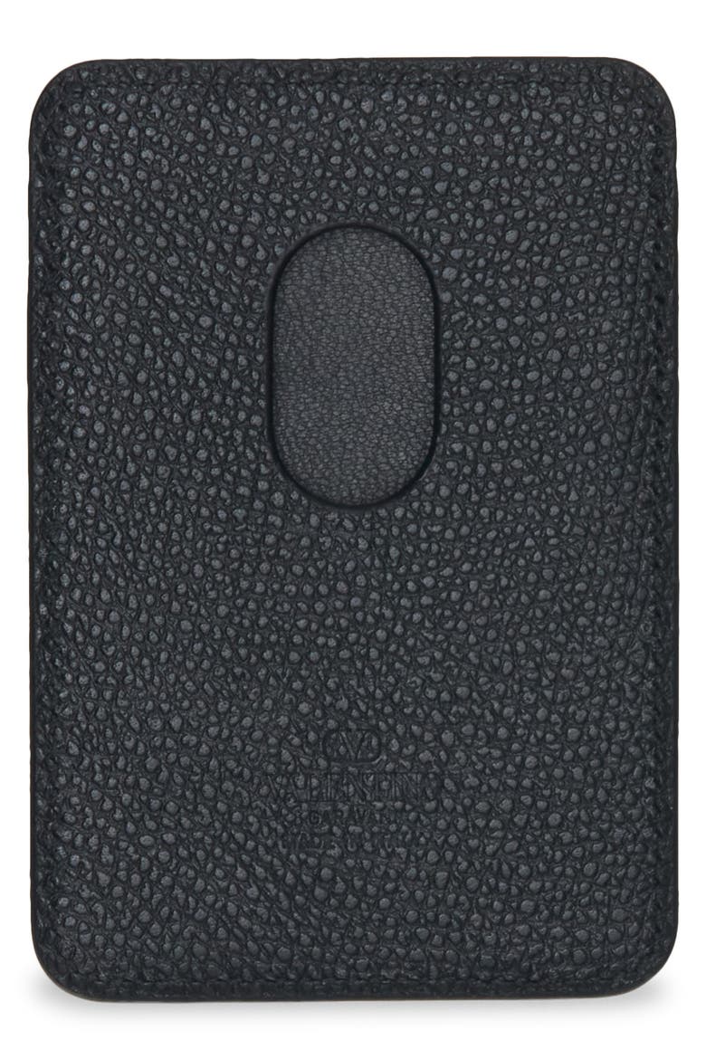 VLogo Signature Magnetic Leather Card Case, Alternate, color, BLACK