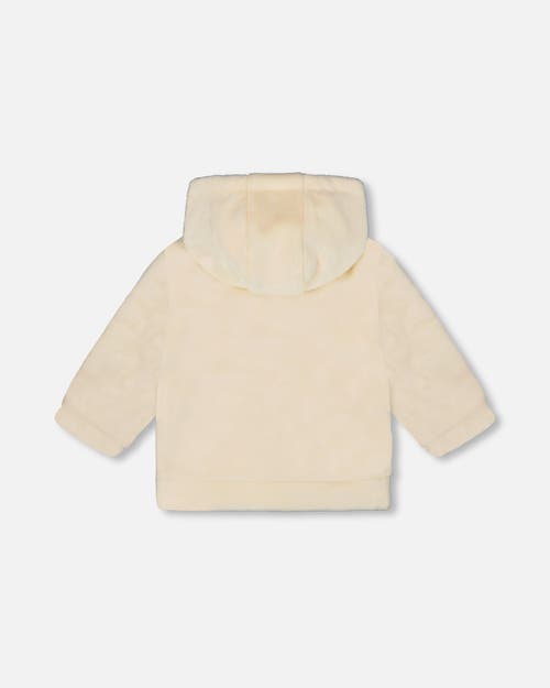 Deux Par Deux Plush Hooded Jacket In Neutral