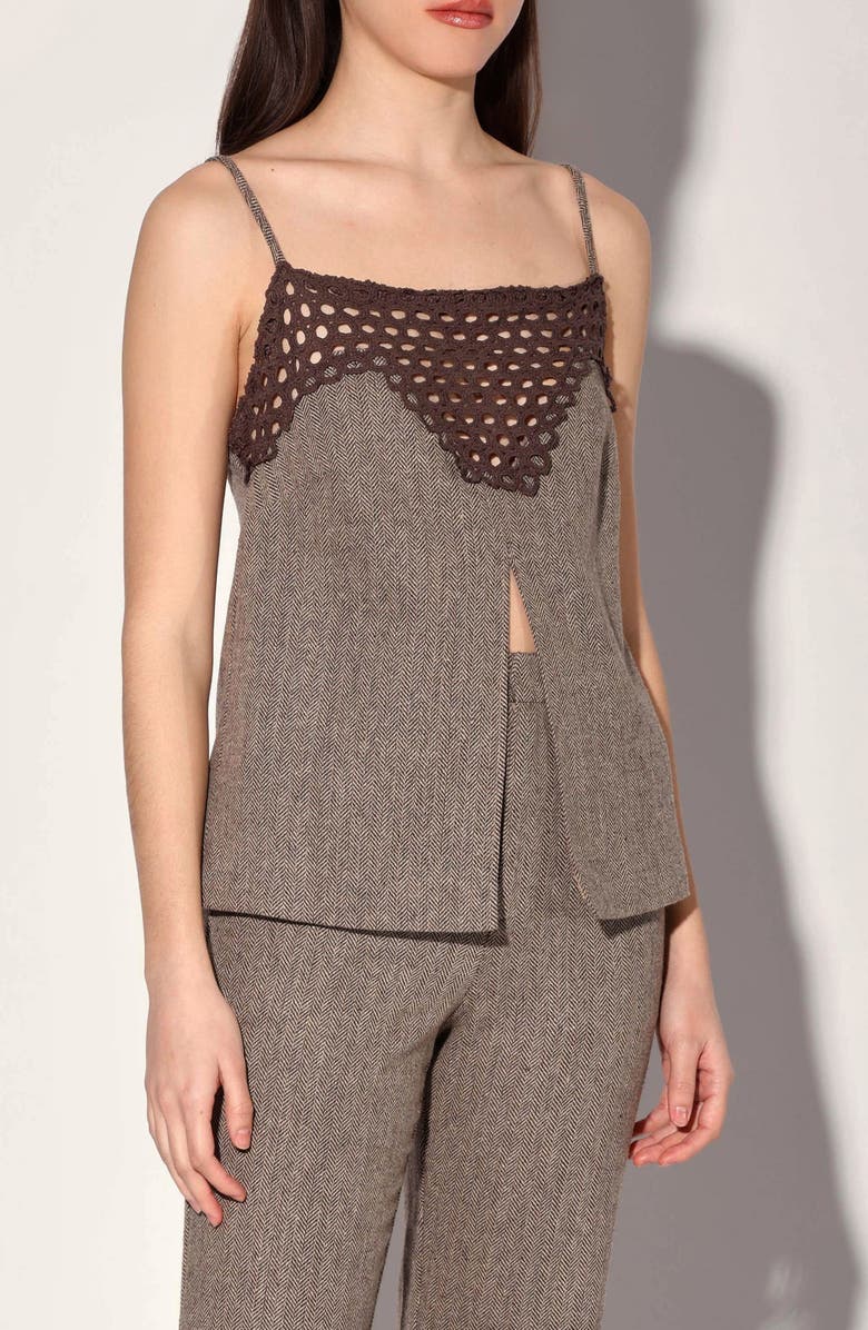 Walter Baker Sabine Mixed Media Camisole, Alternate, color, Brown Herringbone