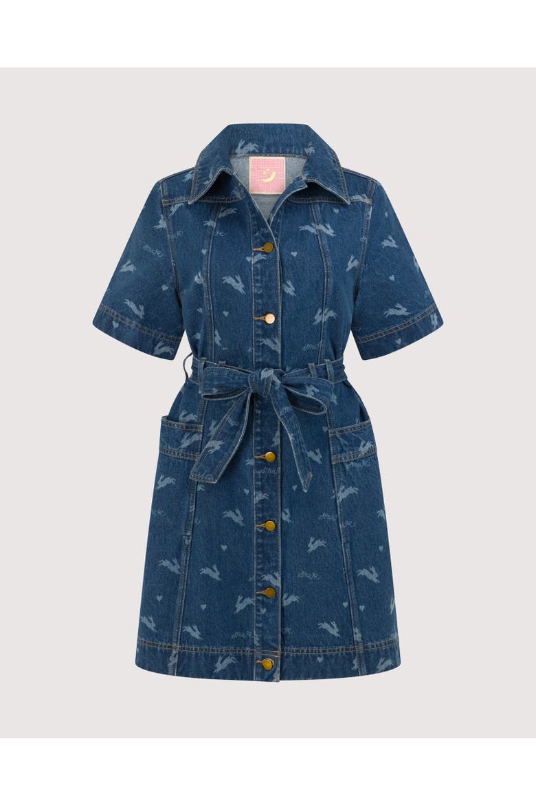 Royal Match Denim Mini Dress, Alternate, color, Multi